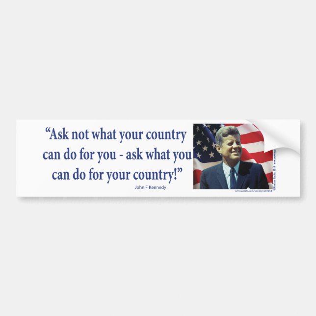 John F Kennedy Bumper Sticker (Front)