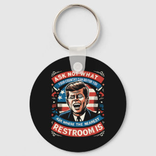 John F. Kennedy Funny Patriotic Toilet Meme 4th Of Key Ring