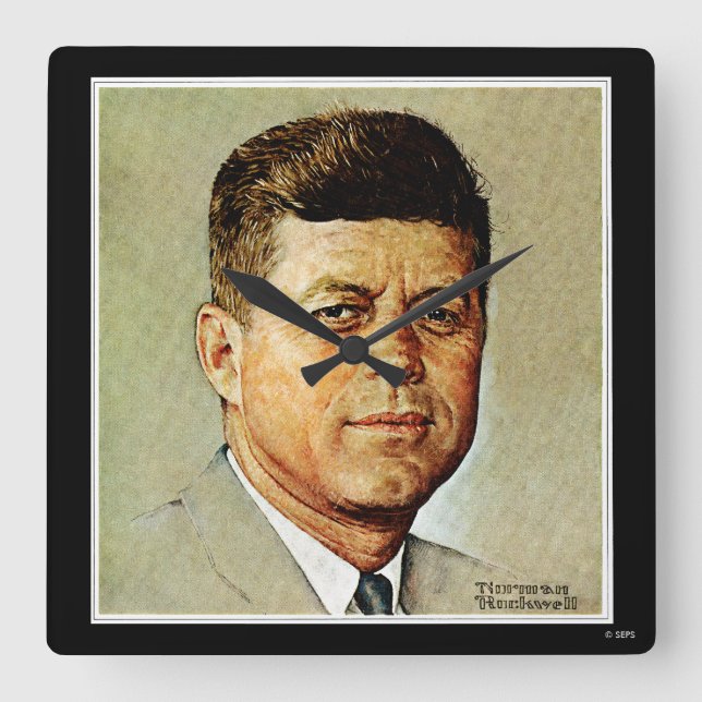 John F. Kennedy IN MEMORIAM 2 Square Wall Clock (Front)
