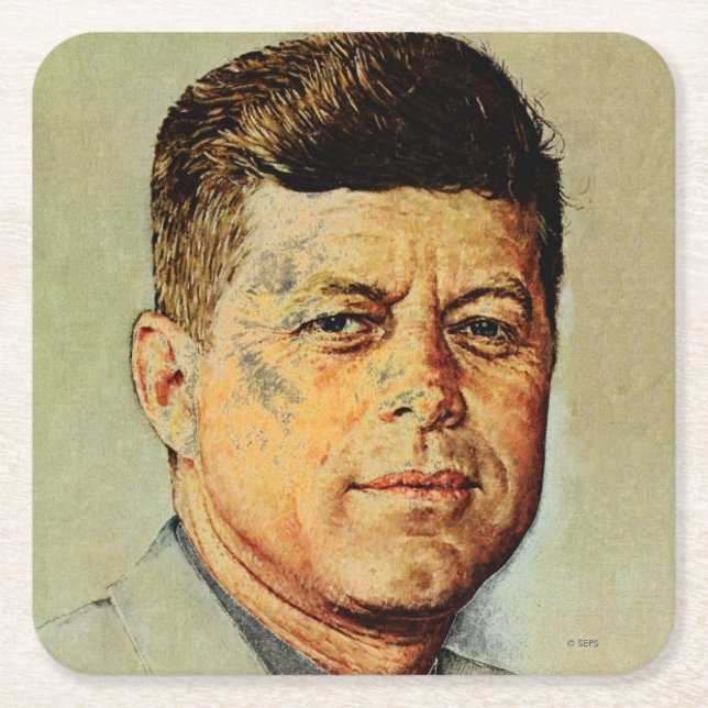 John F. Kennedy IN MEMORIAM Square Paper Coaster (Front)