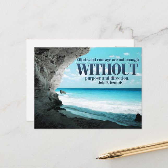 John F. Kennedy Inspirational Quote "Purpose" Postcard (Front/Back In Situ)