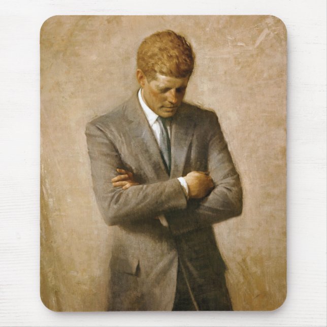 John F Kennedy Official Portrait by Aaron Shikler Mouse Pad (Front)