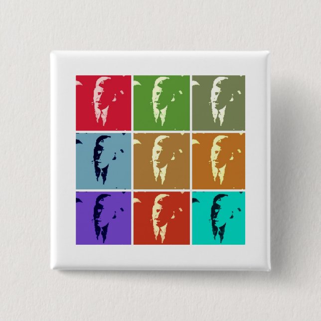 John F Kennedy Pop Art 15 Cm Square Badge (Front)