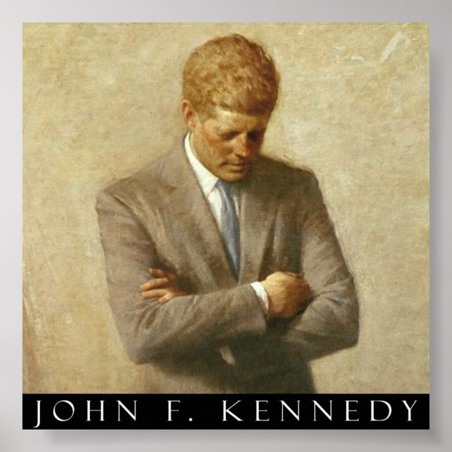 John F. Kennedy Portrait On Canvas Poster (Front)