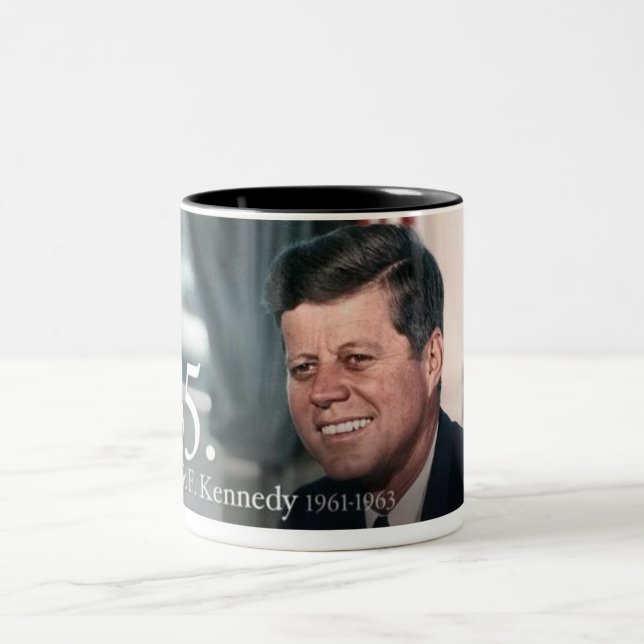 John F Kennedy Two-Tone Coffee Mug (Center)