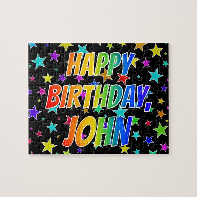 "JOHN" First Name, Fun "HAPPY BIRTHDAY" Jigsaw Puzzle (Horizontal)