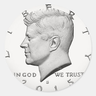 John Fitzgerald Kennedy Half Dollar Classic Round Sticker