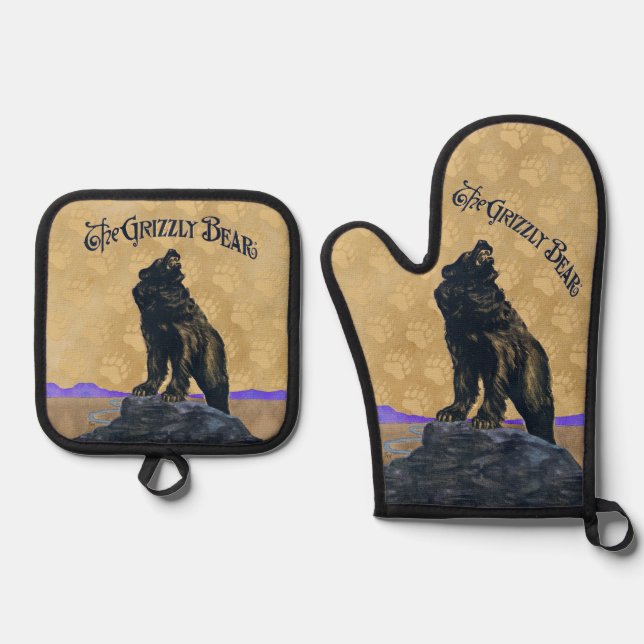 John Frew - Grizzly Bear Rag Oven Mitt & Pot Holder Set (Front)