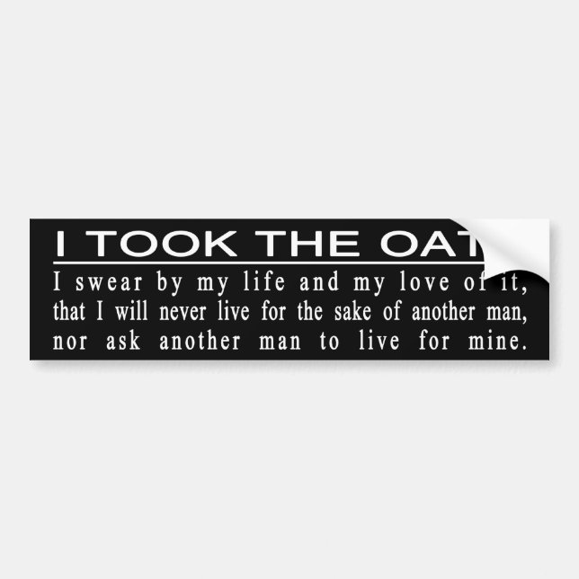 John Galt Oath bumper sticker (Front)