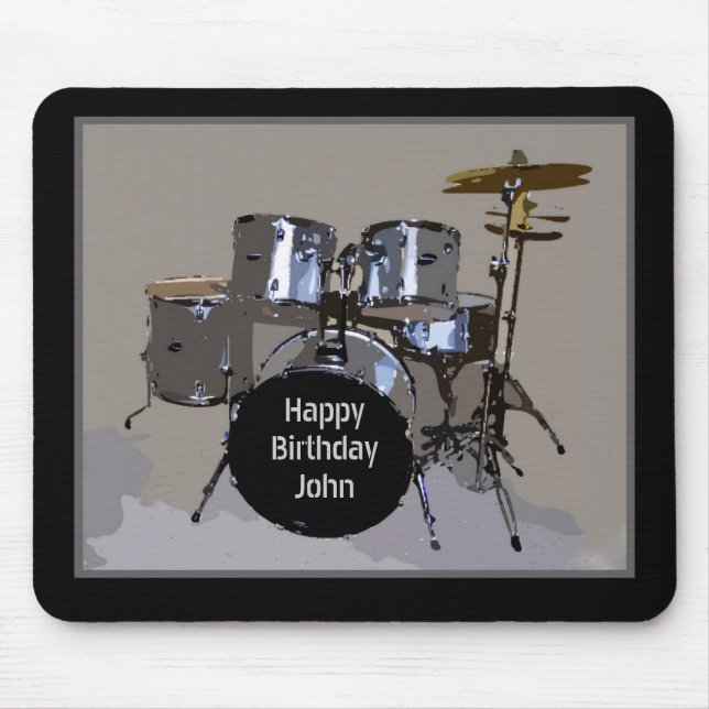 John, Happy Birthday, Drums Mouse Pad (Front)