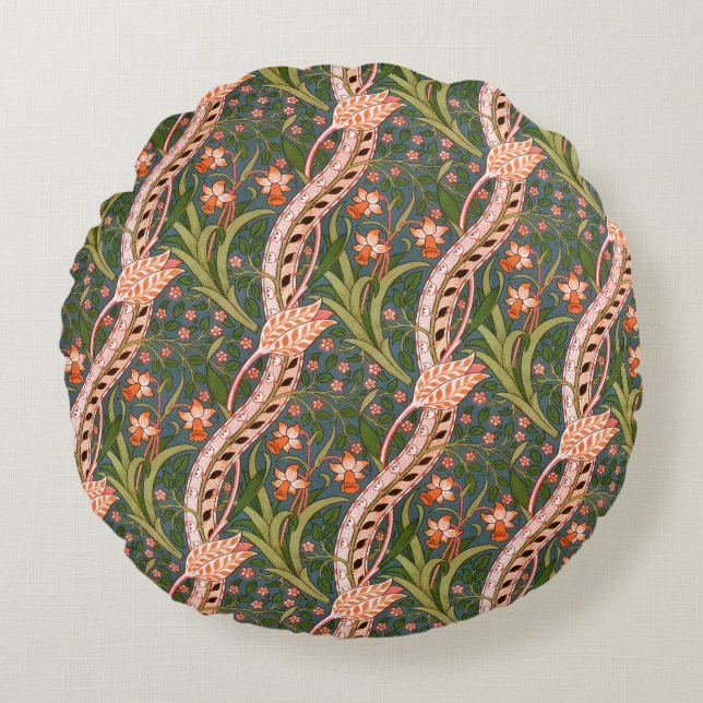 John Henry Dearle Daffodil Chintz Original Round Cushion (Front)