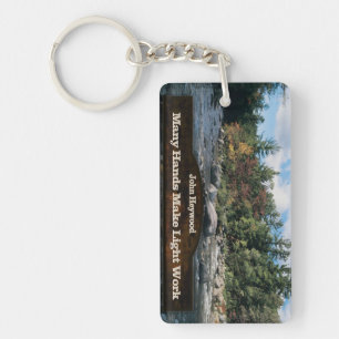 John Heywood Inspirational Quote "Light work" Key Ring