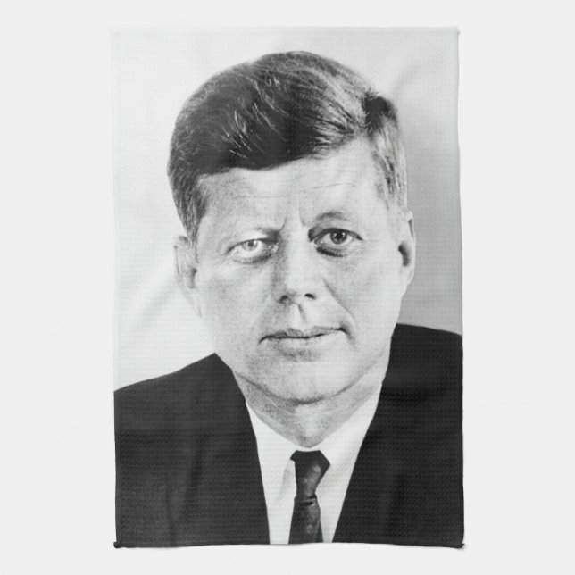 John Jack Kennedy US Presidential White House Tea Towel (Vertical)