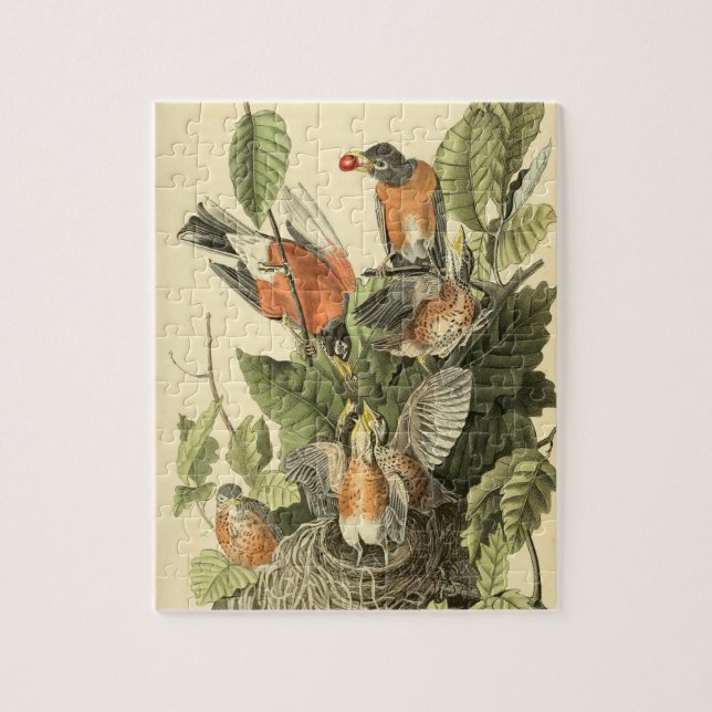 John James Audubon American Robin Painting Gift Jigsaw Puzzle (Vertical)