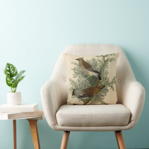 John James Audubon Cedar Waxwing Bird Print Cushion
