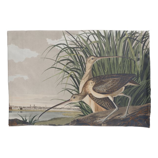 John James Audubon Long-Billed Curlew Bird Pillowcase (Front)