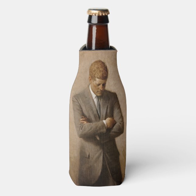 John Kennedy US Presidential White House Portrait  Bottle Cooler (Bottle Front)