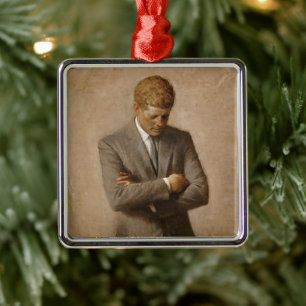 John Kennedy US Presidential White House Portrait  Metal Ornament
