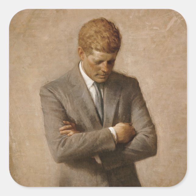 John Kennedy US Presidential White House Portrait  Square Sticker (Front)