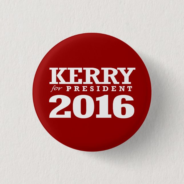 JOHN KERRY FOR PRESIDENT 3 CM ROUND BADGE (Front)