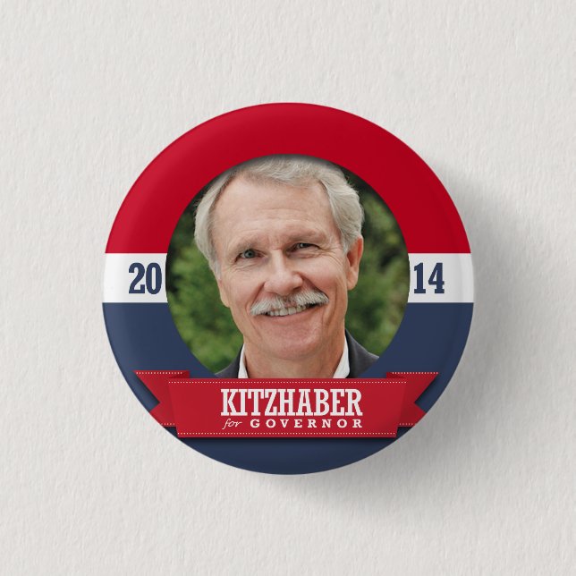 JOHN KITZHABER CAMPAIGN 3 CM ROUND BADGE (Front)