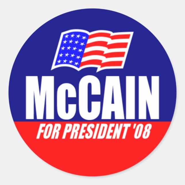 John McCain for President 08 Sticker (Front)