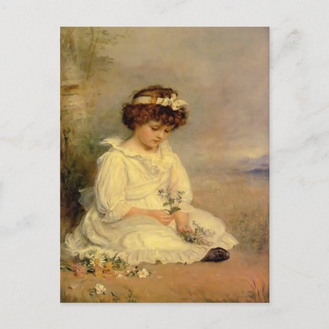 John Millais- Little Speedwell's Darling Blue Postcard (Front)