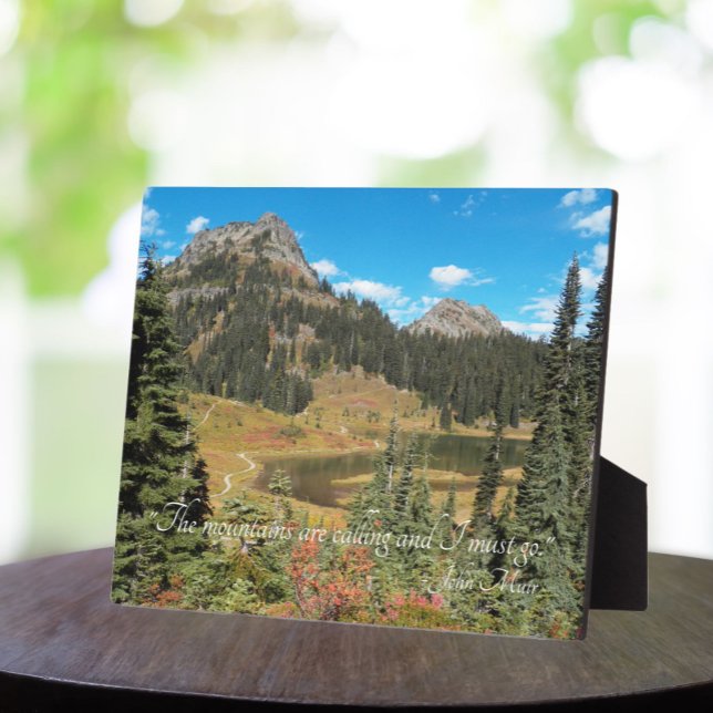 John Muir Quote Scenic Mountain Lake Landscape Plaque (In Situ Table)