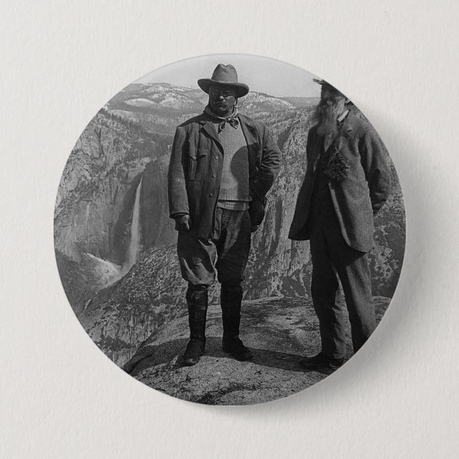 John Muir Teddy Roosevelt Yosemite National Park 7.5 Cm Round Badge (Front)