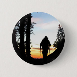 John Muir Trail Hiker 2 - Sierra Nevada Mountains 6 Cm Round Badge
