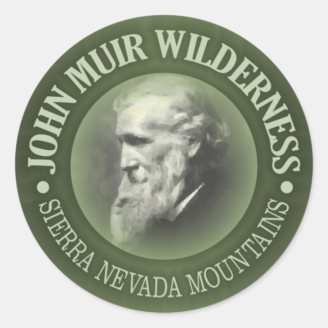 John Muir Wilderness Classic Round Sticker (Front)