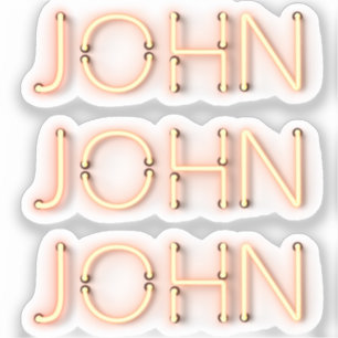 John Name in Glowing Neon Lights Classic Round Sti