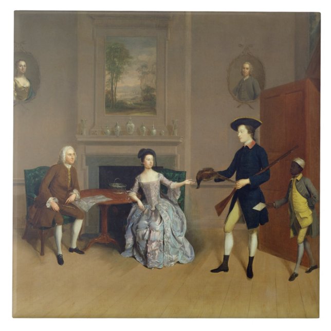 John Orde, with his wife Anne, and his eldest Son, Ceramic Tile (Front)