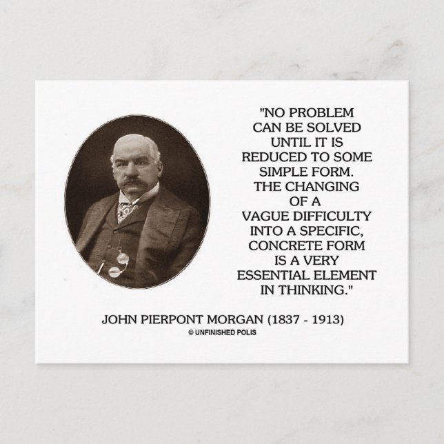 John Pierpont Morgan No Problem Can Be Solved Postcard (Front)