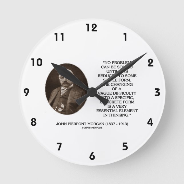John Pierpont Morgan No Problem Can Be Solved Round Clock (Front)
