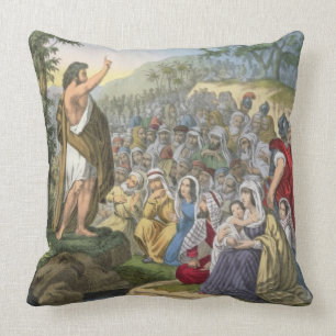 John Preaching in the Wilderness, from a bible pri Cushion