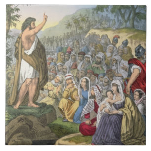 John Preaching in the Wilderness, from a bible pri Tile