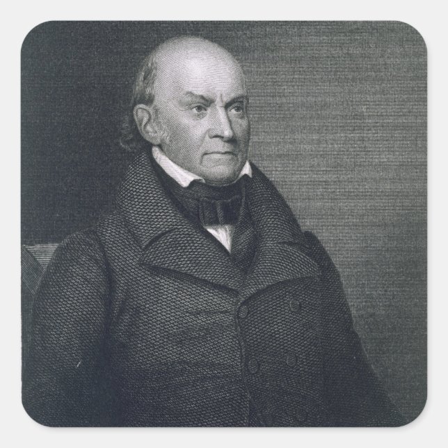 John Quincy Adams, engraved by John Wesley Paradis Square Sticker (Front)