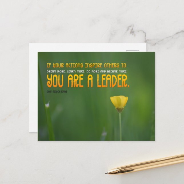 John Quincy Adams Inspirational Quote "Leader" Postcard (Front/Back In Situ)