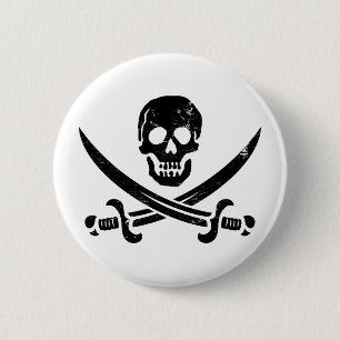 John Rackham (Calico Jack) Pirate Flag Jolly Roger 6 Cm Round Badge