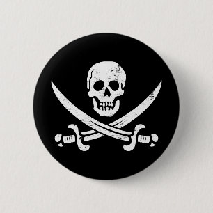 John Rackham (Calico Jack) Pirate Flag Jolly Roger 6 Cm Round Badge