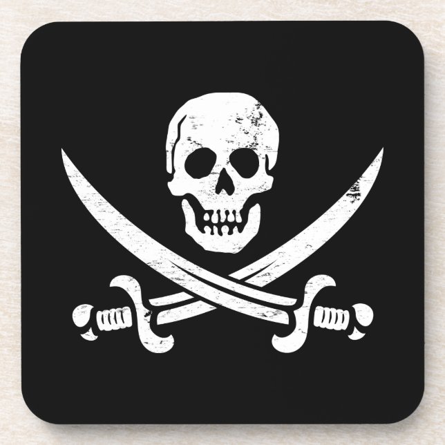 John Rackham (Calico Jack) Pirate Flag Jolly Roger Coaster (Front)