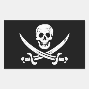 John Rackham (Calico Jack) Pirate Flag Jolly Roger Rectangular Sticker