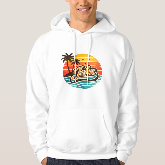John Retro Sunset Name Design Hoodie (Front)
