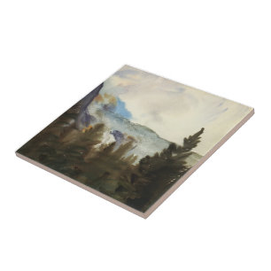John Sargent: Purtud Fir Trees and Snow Mountains Ceramic Tile