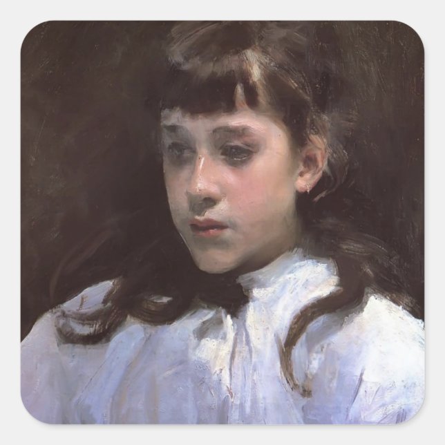 John Sargent-Young Girl WITH White Muslin Blouse Square Sticker (Front)