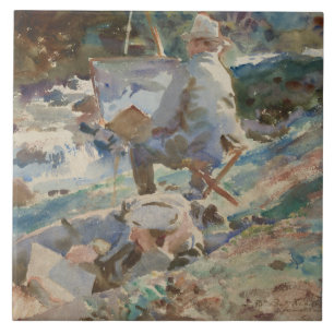 John Singer Sargent - An Artist at His Easel Ceramic Tile