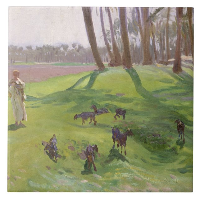 John Singer Sargent - Landscape with Goatherd Ceramic Tile (Front)