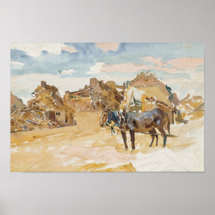 John Singer Sargent - Mules and Ruins Poster
