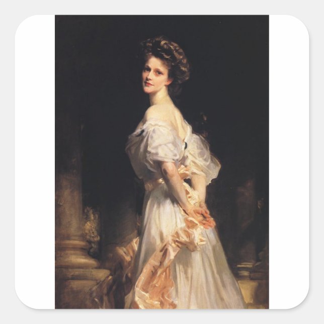 John Singer Sargent - Nancy Astor - Fine Art Square Sticker (Front)